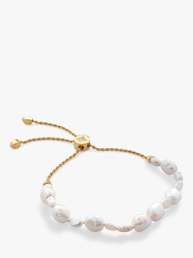 Monica Vinader Nura Personalised Pearl Bracelet, Gold