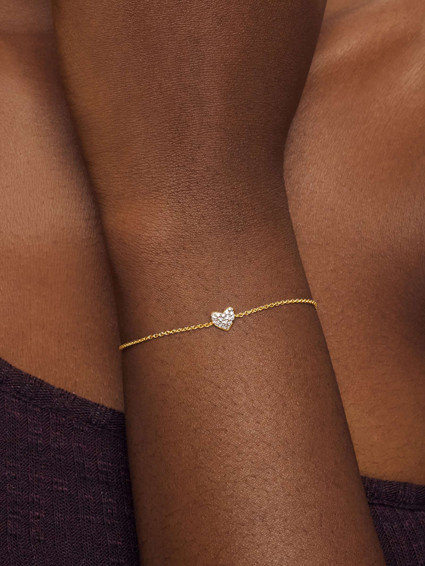 Buy Monica Vinader Lab Grown Diamond Heart Chain Bracelet, Gold Online at johnlewis.com