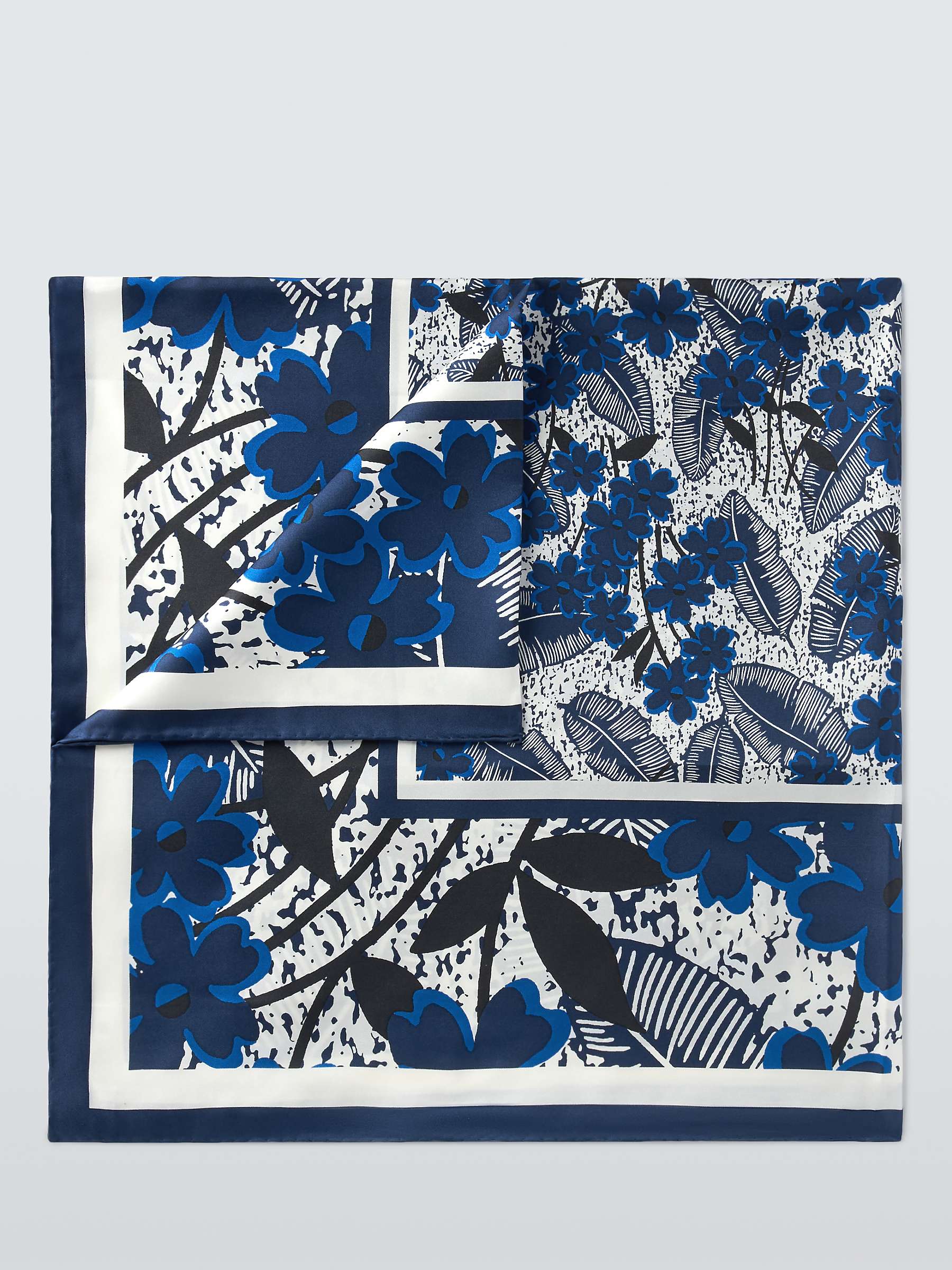 Buy Weekend MaxMara Panaro Leaf Print Silk Square Scarf, Ultramarine Online at johnlewis.com