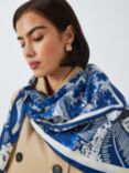 Weekend MaxMara Panaro Leaf Print Silk Square Scarf, Ultramarine