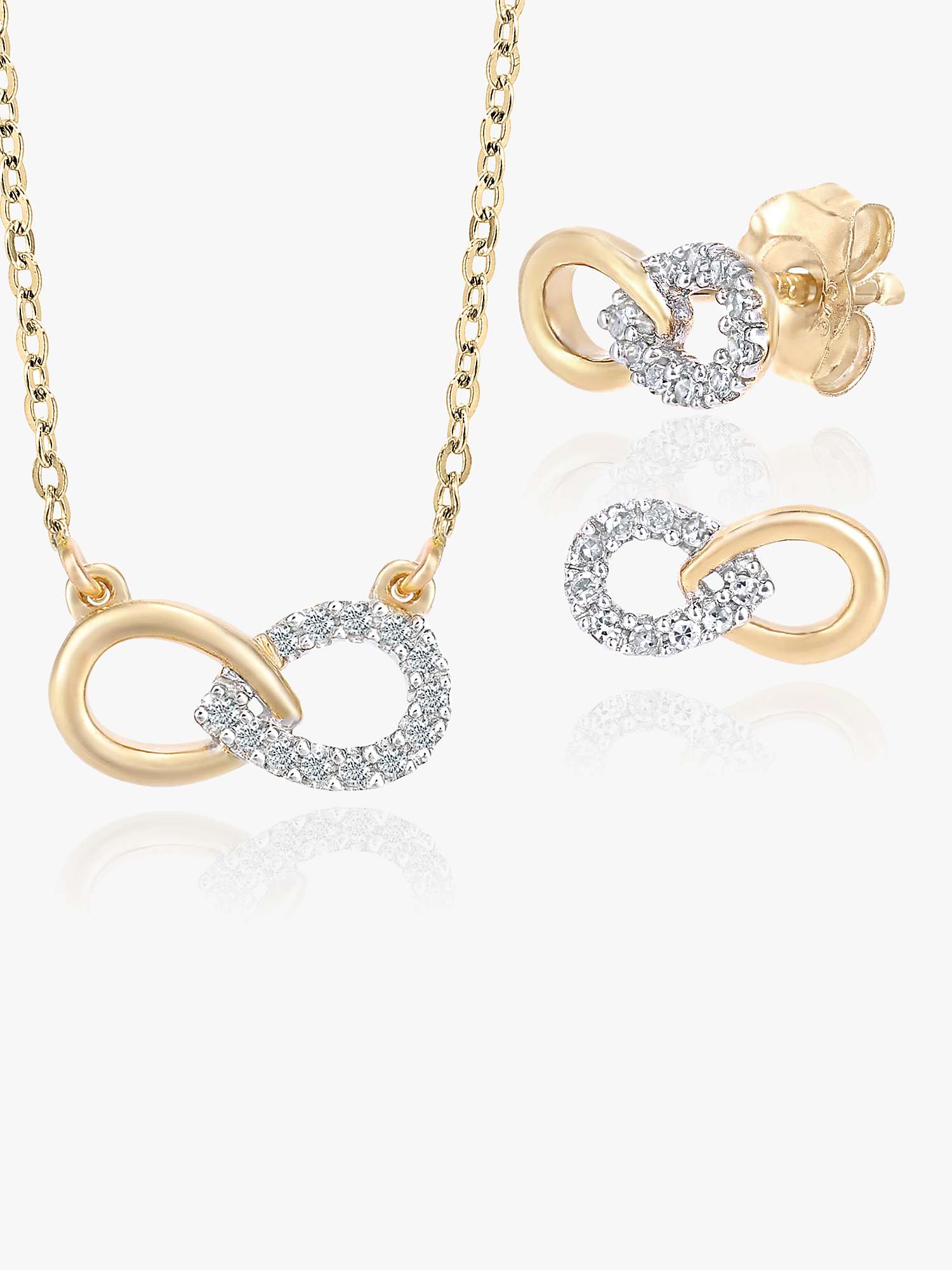 Buy Mogul 9ct Yellow Gold Diamond Infinity Necklace and Earrings Jewellery Set, Gold Online at johnlewis.com