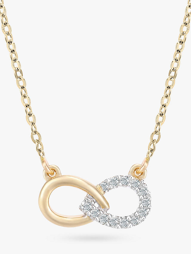 Mogul 9ct Yellow Gold Diamond Infinity Necklace and Earrings Jewellery Set, Gold