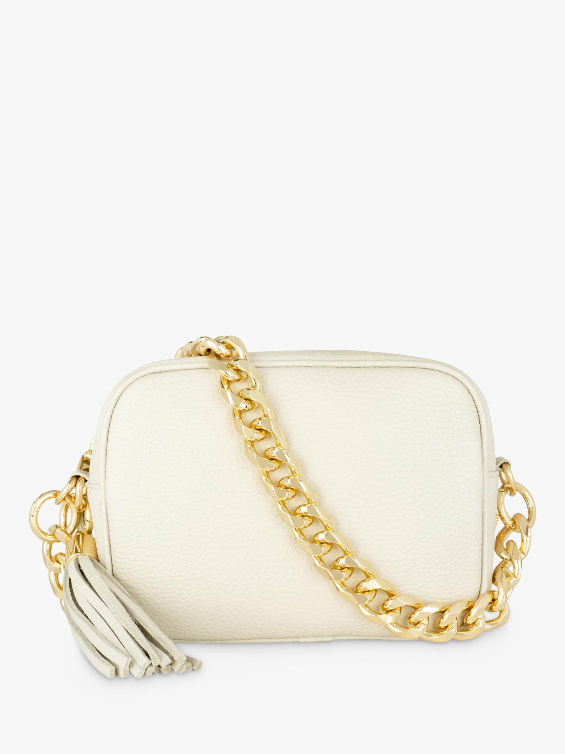 Apatchy Chain Strap Leather Cross Body Bag, Stone at John Lewis & Partners