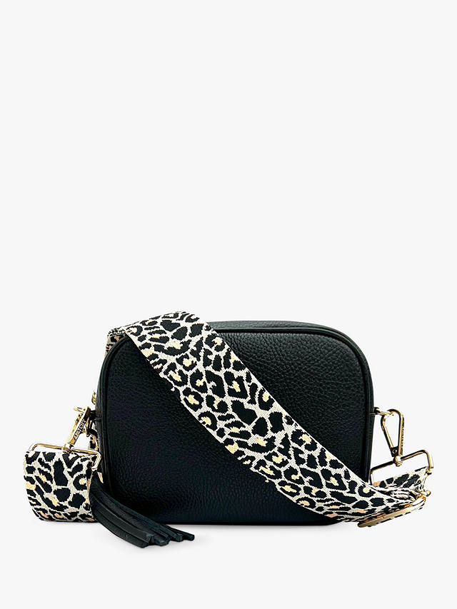 Apatchy Cheetah Print Strap Leather Crossbody Bag, Black/Multi