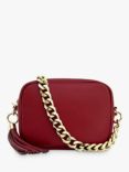 Apatchy Chain Strap Leather Cross Body Bag, Cherry Red
