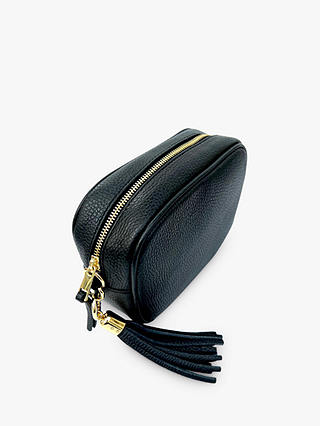 Apatchy Stripe Strap Leather Crossbody Bag, Black/Multi