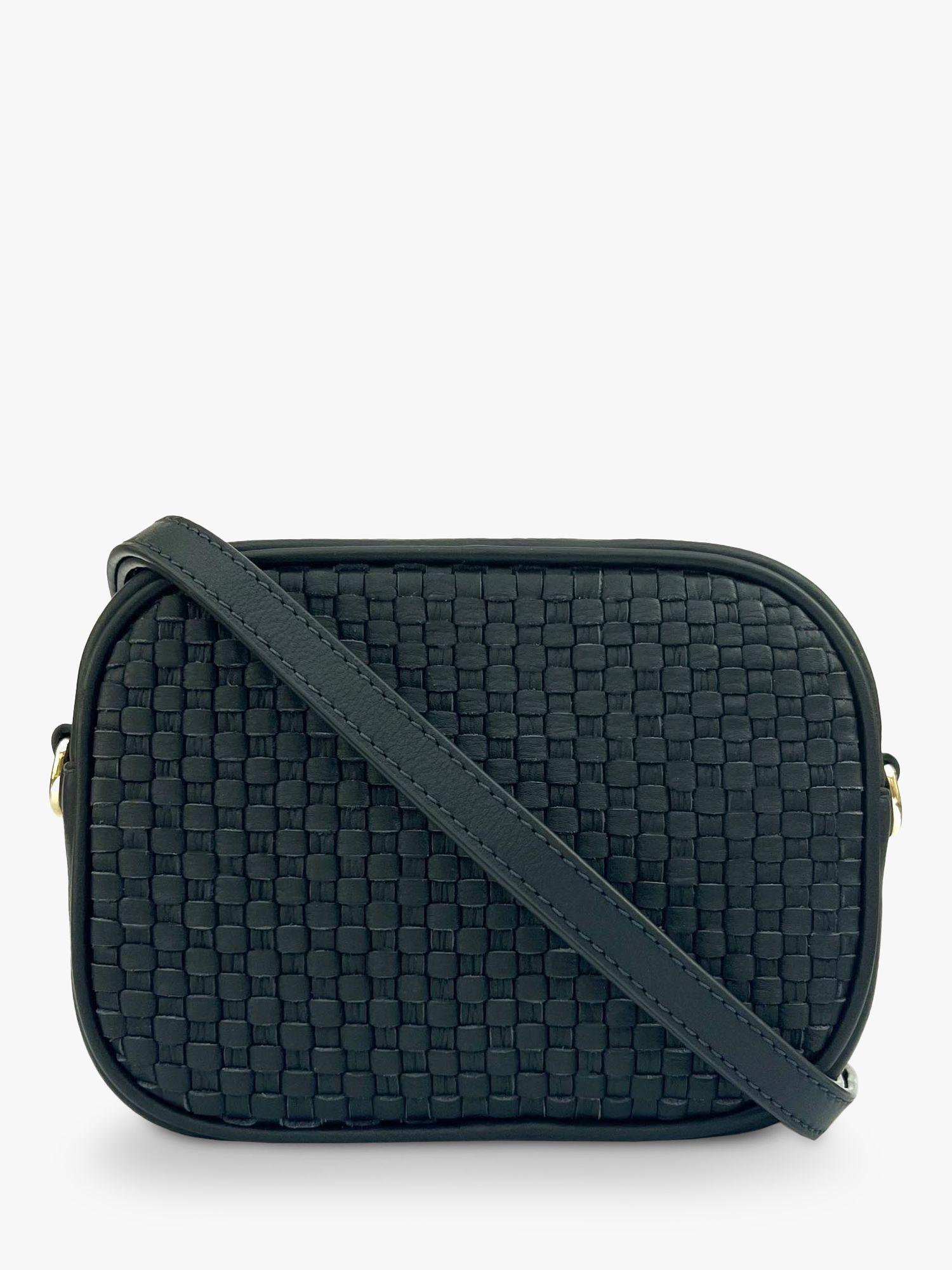 Apatchy The Penelope Woven Leather Camera Bag, Black