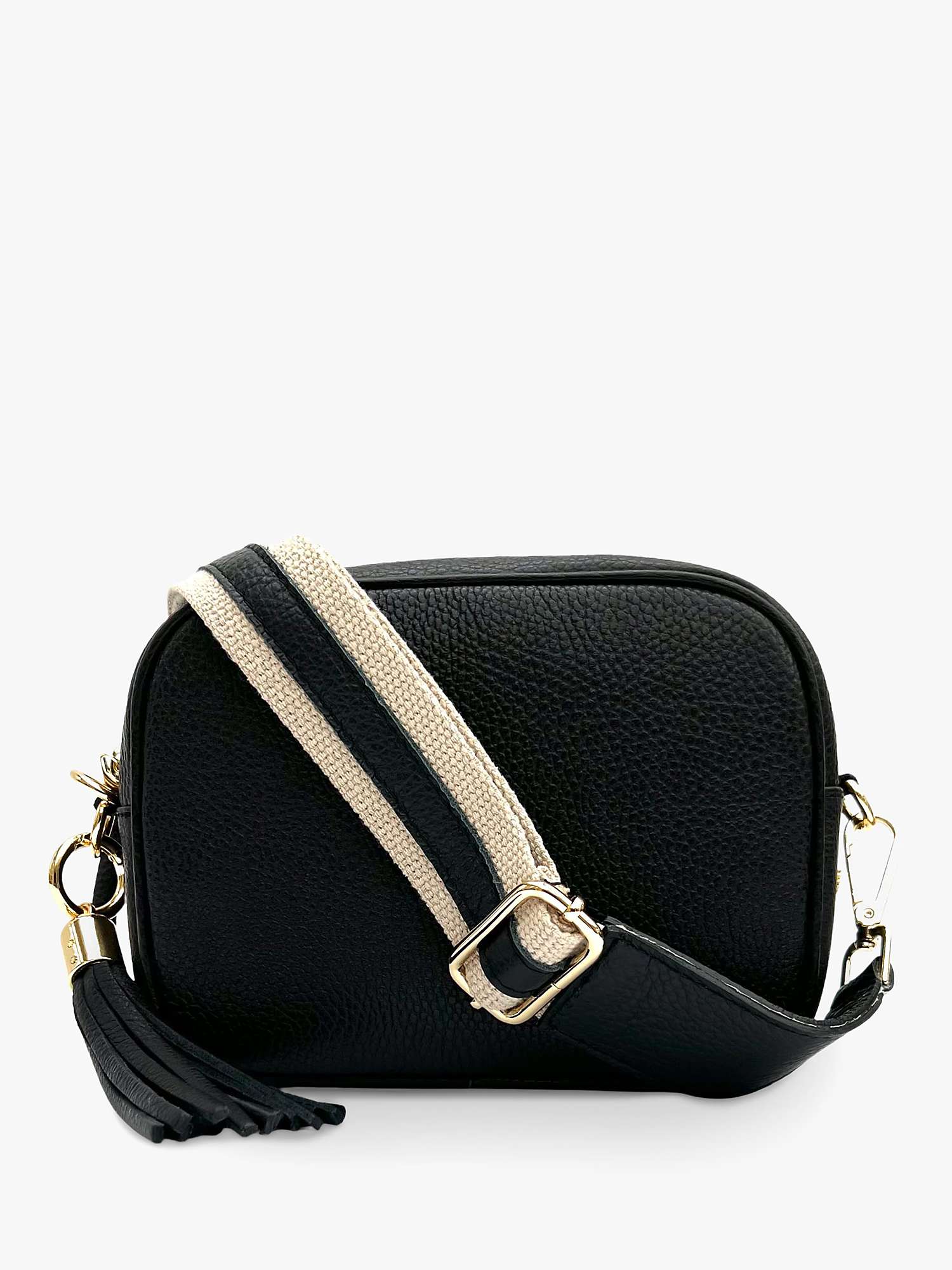 Buy Apatchy Leather & Canvas Stray Crossbody Bag, Black Online at johnlewis.com