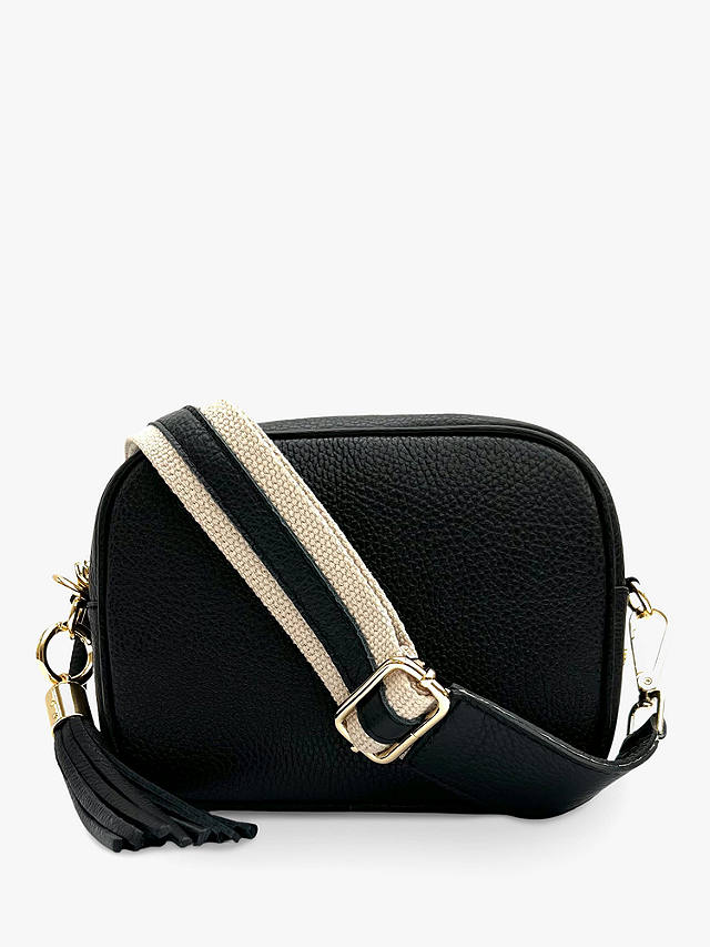 Apatchy Leather & Canvas Stray Crossbody Bag, Black