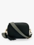 Apatchy Metallic Chevron Strap Leather Crossbody Bag, Black/Gold