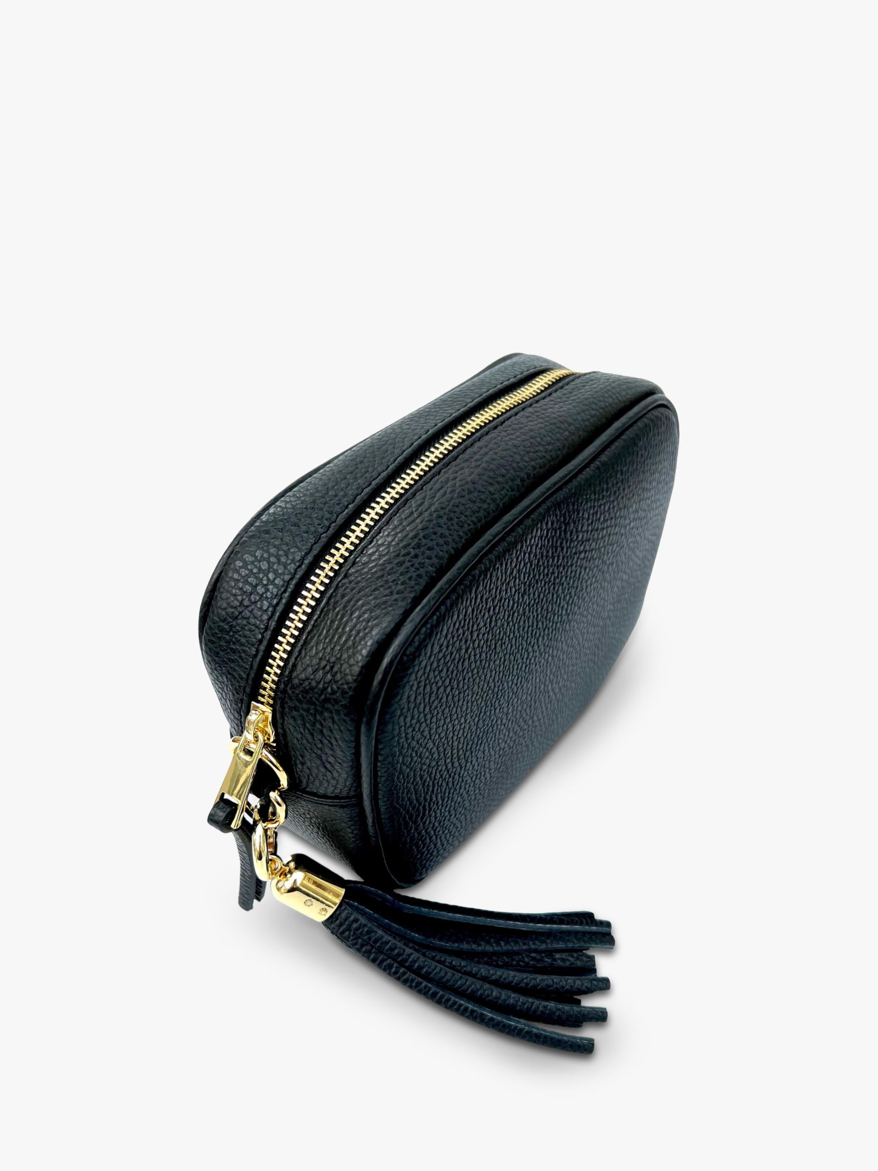 Buy Apatchy Metallic Chevron Strap Leather Crossbody Bag, Black/Gold Online at johnlewis.com