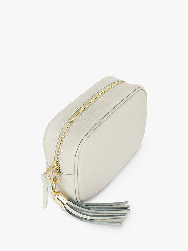 Apatchy Leather Crossbody Bag, Light Grey