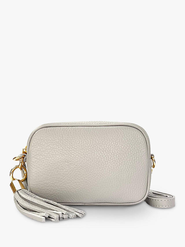 Apatchy The Mini Tassel Leather Crossbody Phone Bag, Light Grey