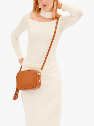 Apatchy Leather Crossbody Bag, Tan