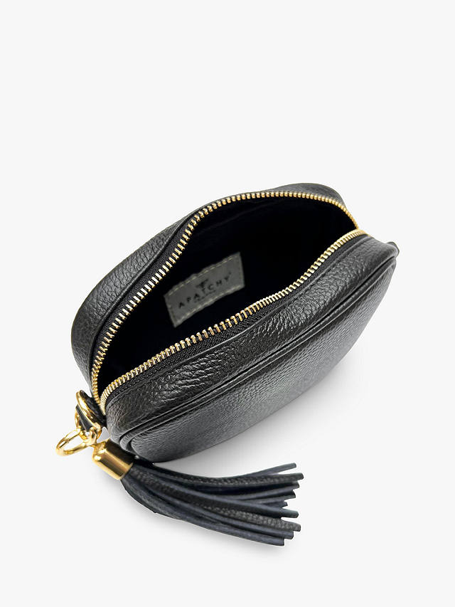 Apatchy The Mini Tassel Leather Crossbody Phone Bag, Black