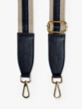Apatchy Leather & Canvas Striped Handbag Strap, Navy/Stone