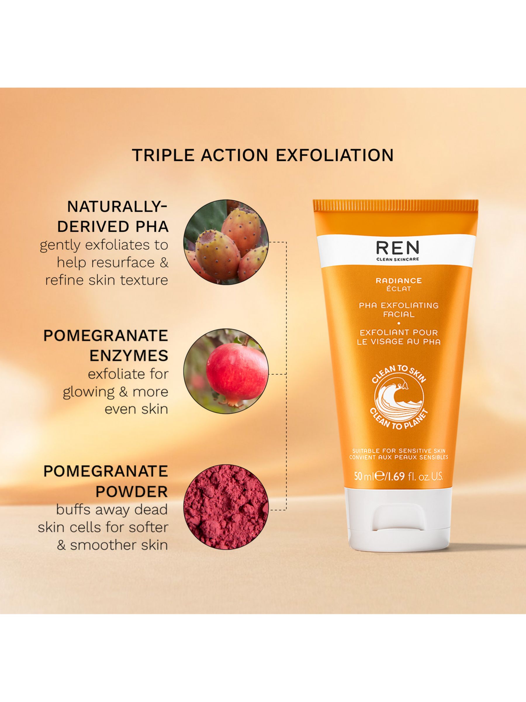 REN Clean Skincare Radiance PHA Exfoliating Facial, 50ml 2
