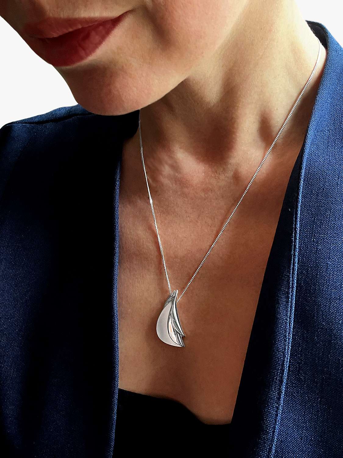 Buy Nina B Double Fold Pendant & Chain, Silver Online at johnlewis.com