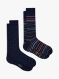 Paul Smith Stripe & Dot Socks, Pack of 2, Navy/Multi