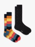 Paul Smith Stripe & Dot Socks, Pack of 2, Black/Multi