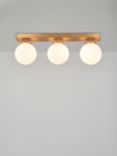 John Lewis Fredriksberg 3 Lamp Opal Glass Shade Semi Flush Bathroom Ceiling Light, Brass