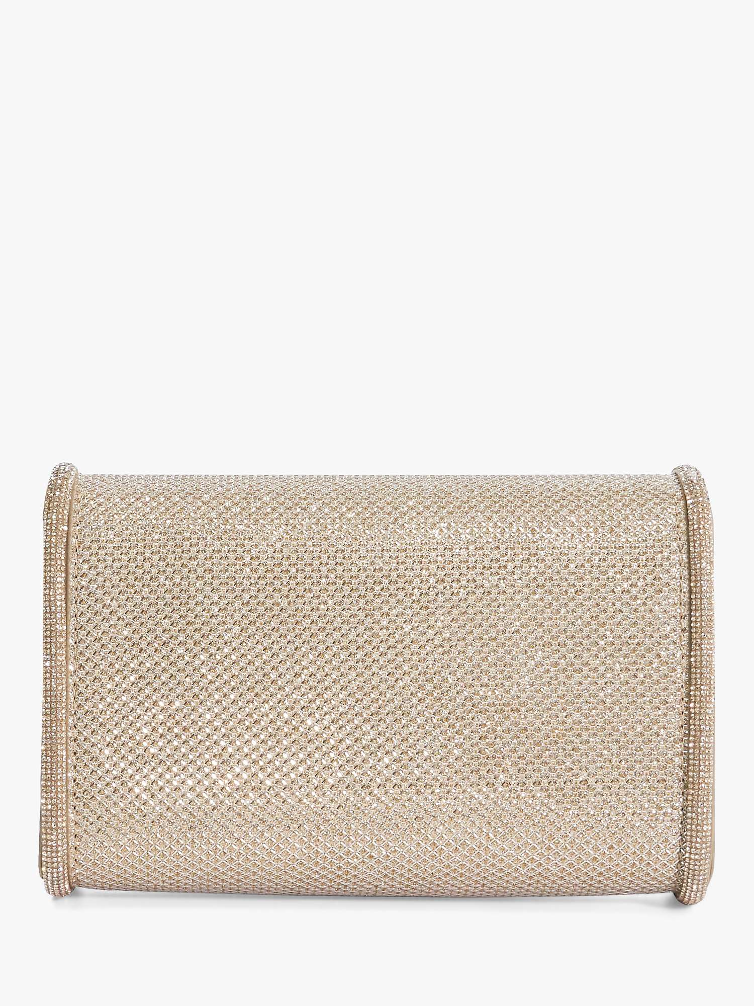 Buy Dune Bellini Metallic Fabric Diamanté Trim Box Clutch Bag, Gold Online at johnlewis.com