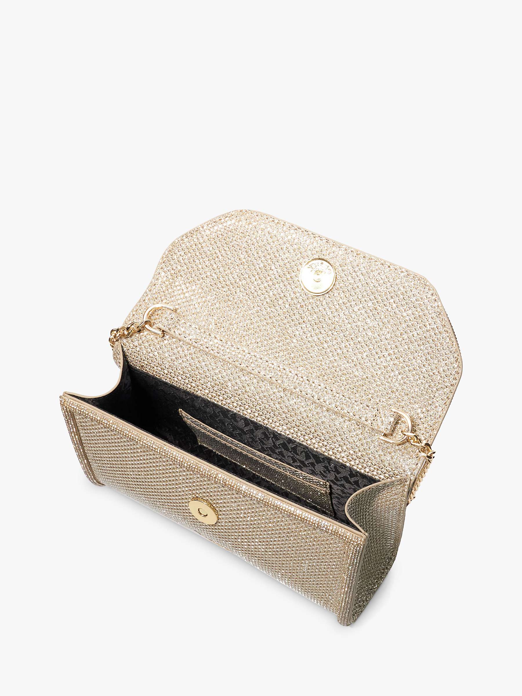 Buy Dune Bellini Metallic Fabric Diamanté Trim Box Clutch Bag, Gold Online at johnlewis.com