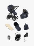 egg3 Pushchair, Carrycot & Accessories with Cybex Cloud T Car Seat and Base T Luxury Bundle, Carbonite