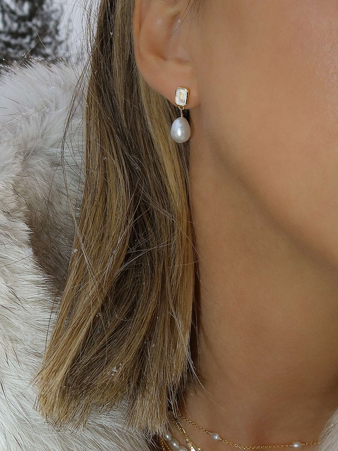 Buy Leah Alexandra Baroque Freshwater Pearl and Moonstone Petite Drop Earrings, Gold Online at johnlewis.com