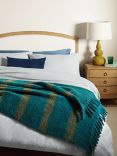 Mohair Effect Stripe Throw, Heritage Grey, Teal