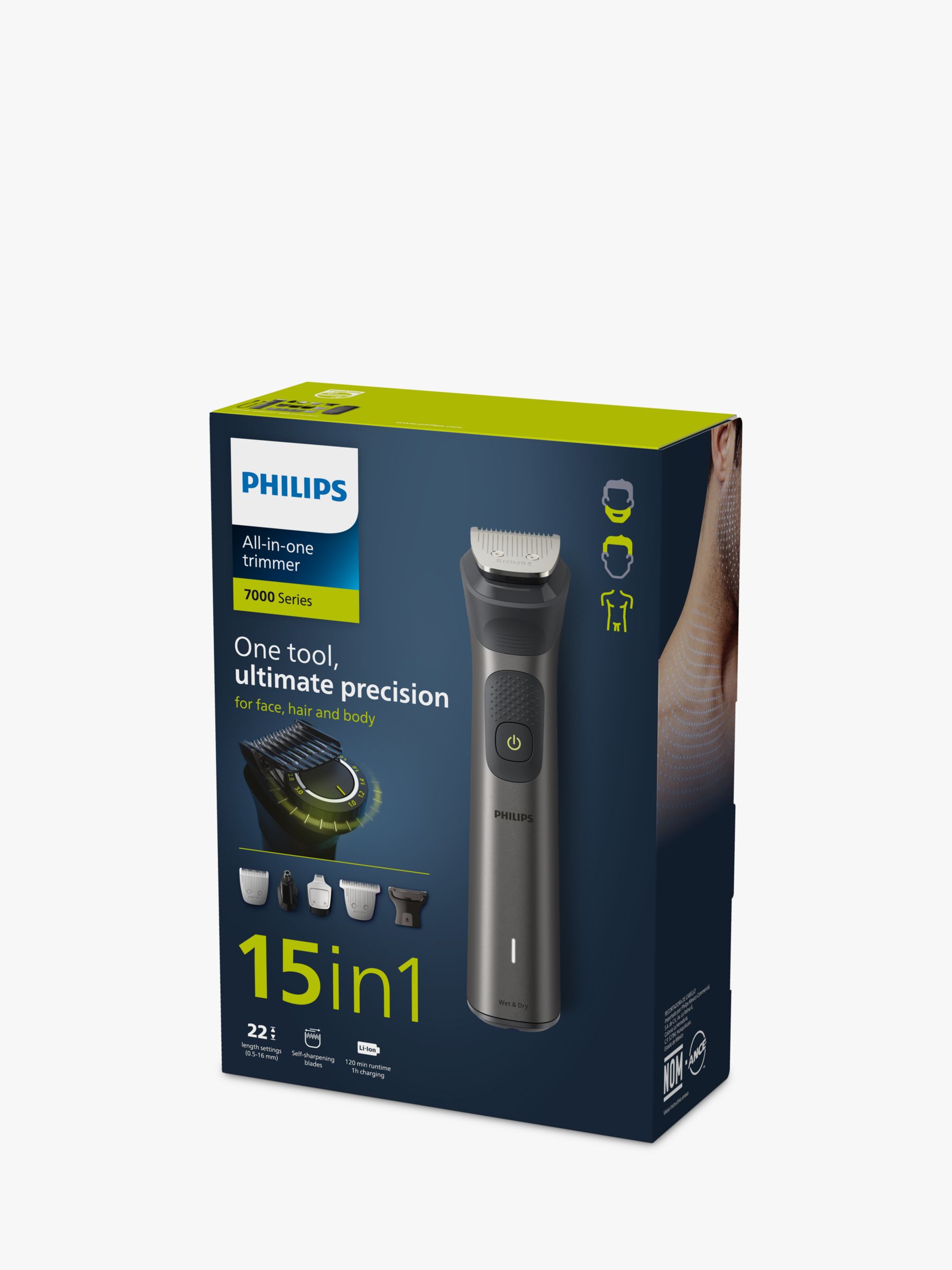 Philips Series 7000 MG7940/15 15-in-1 Multi Grooming Trimmer for Beard, Head, & Body, Brushed Chrome