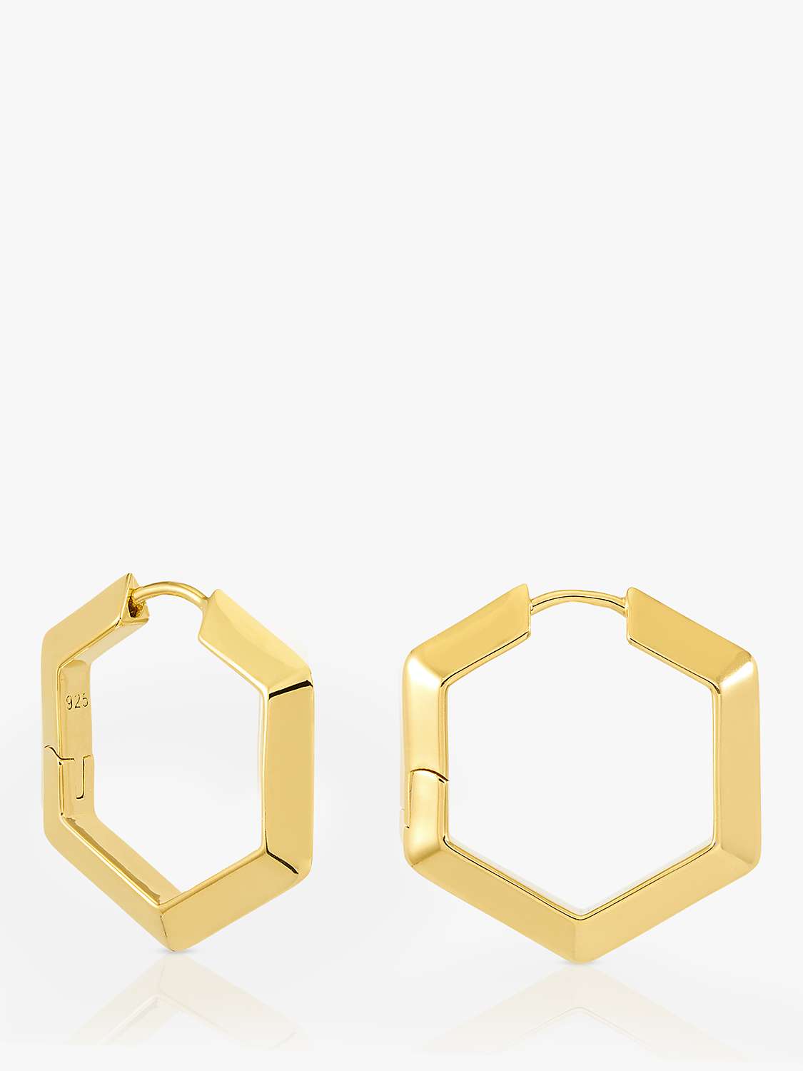 Buy Rachel Jackson London Large Bevelled Hexagon Hoop Earrings, Gold Online at johnlewis.com