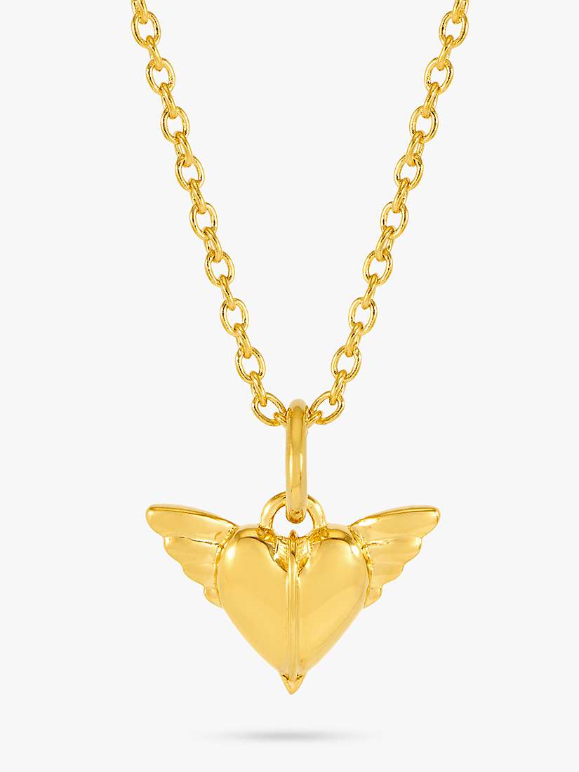 Buy Rachel Jackson London Personalised Guardian Angel Wings Heart Necklace, Gold Online at johnlewis.com