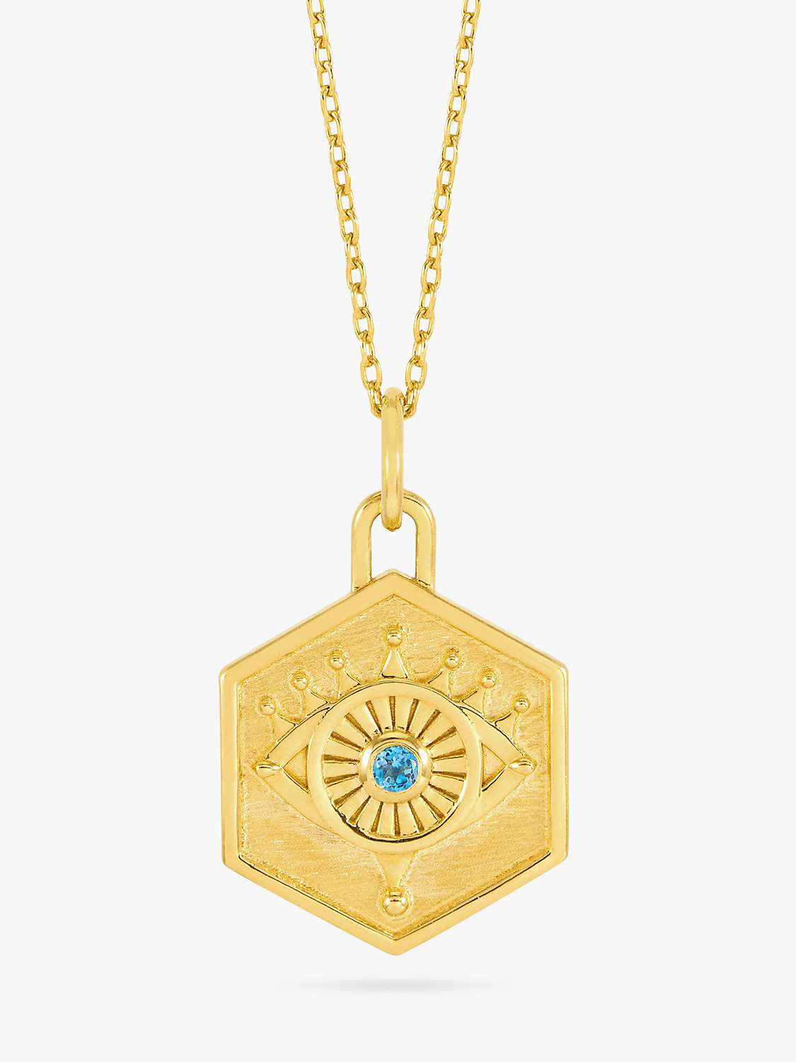 Buy Rachel Jackson London Personalissed Protective Evil Eye Necklace, Gold/Topaz Online at johnlewis.com