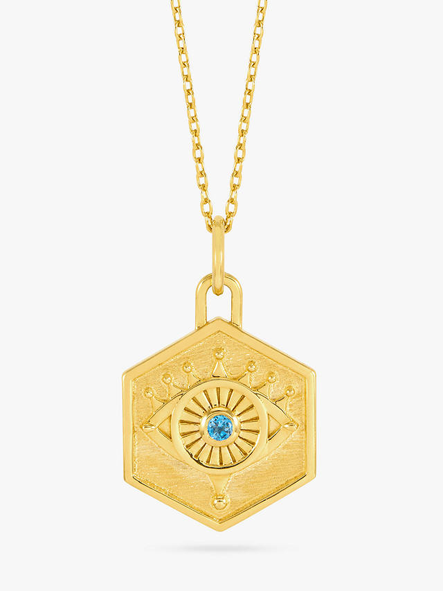 Rachel Jackson London Personalissed Protective Evil Eye Necklace, Gold/Topaz