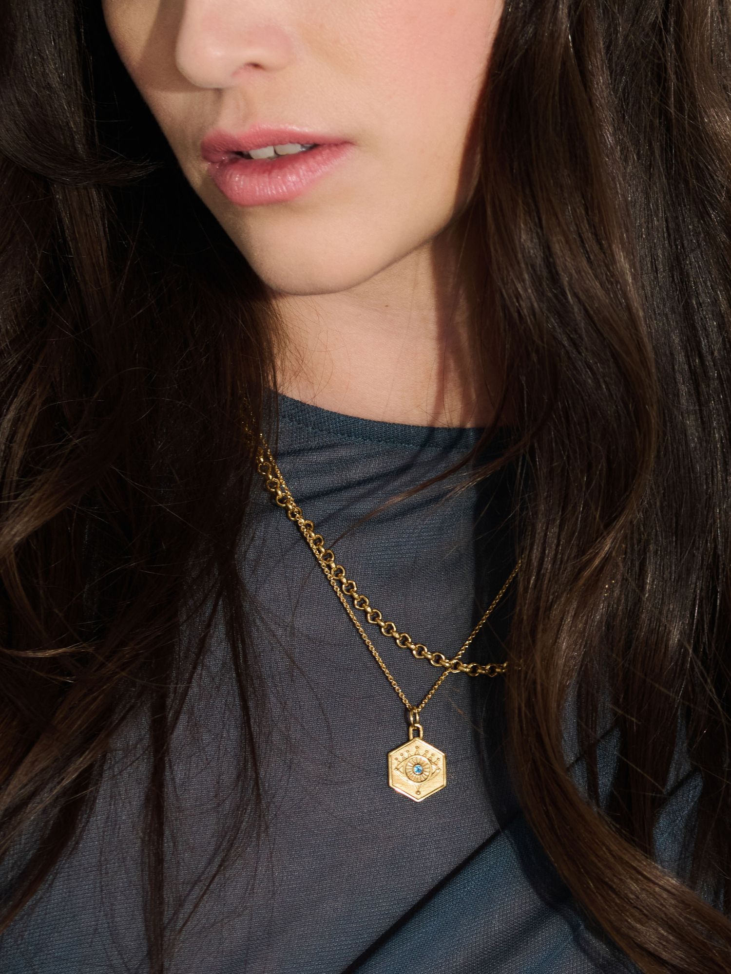 Buy Rachel Jackson London Personalissed Protective Evil Eye Necklace, Gold/Topaz Online at johnlewis.com