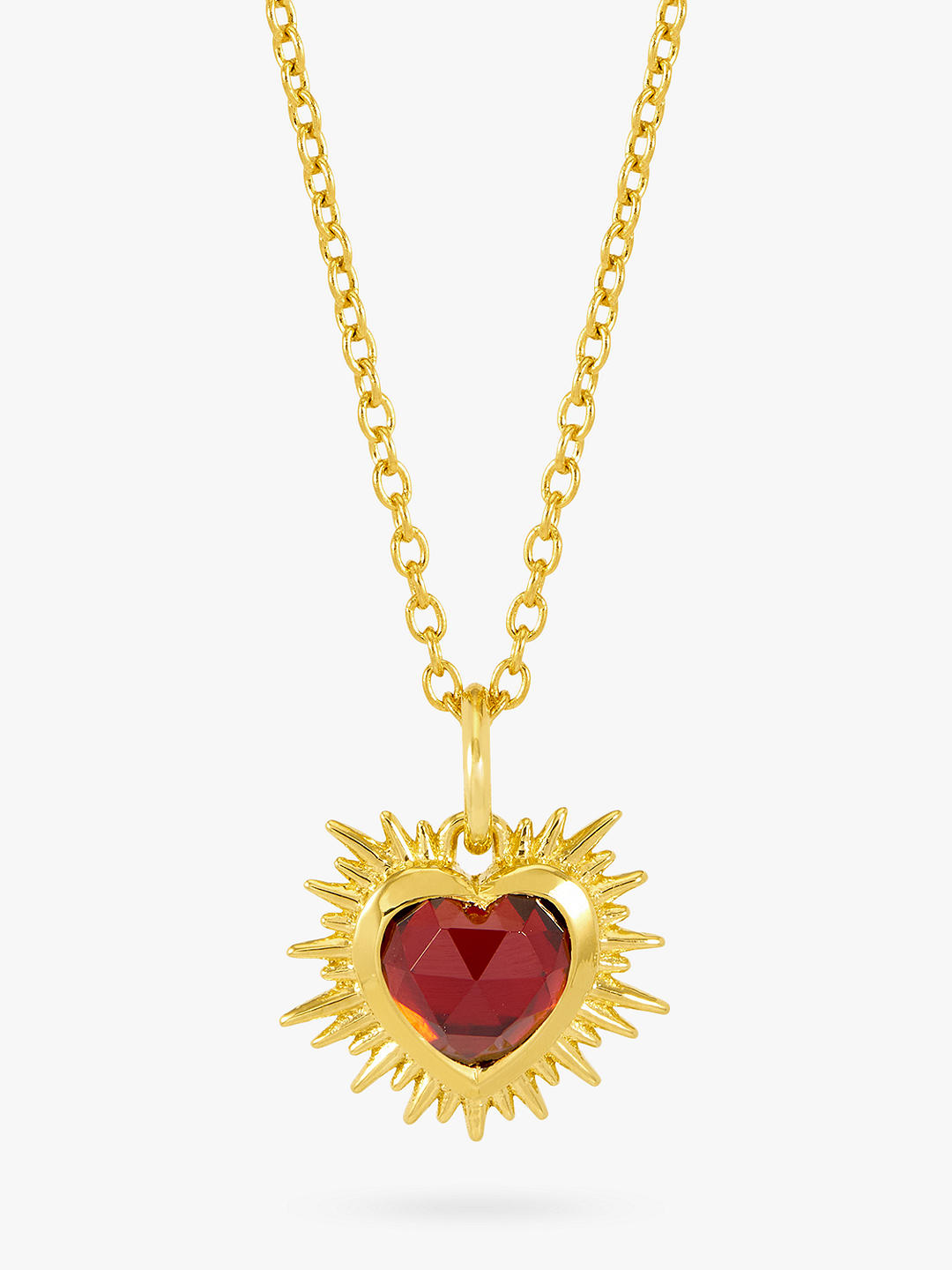 Rachel Jackson London Personalised Electric Love Birthstone Heart Necklace, Garnet - January