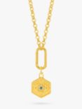 Rachel Jackson London Personalised Hardware Protective Evil Eye Necklace, Gold/Topaz