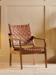 Nkuku Adembi Woven Leather Armchair, Light Leg, Brown