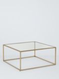 John Lewis Langham Square Glass Coffee Table, Brass