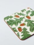 John Lewis Acorn Print Cork-Backed Coasters, Set of 4, Green