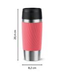 Tefal Twist Leak-Proof Double Wall Stainless Steel Travel Mug, 360ml, Coral