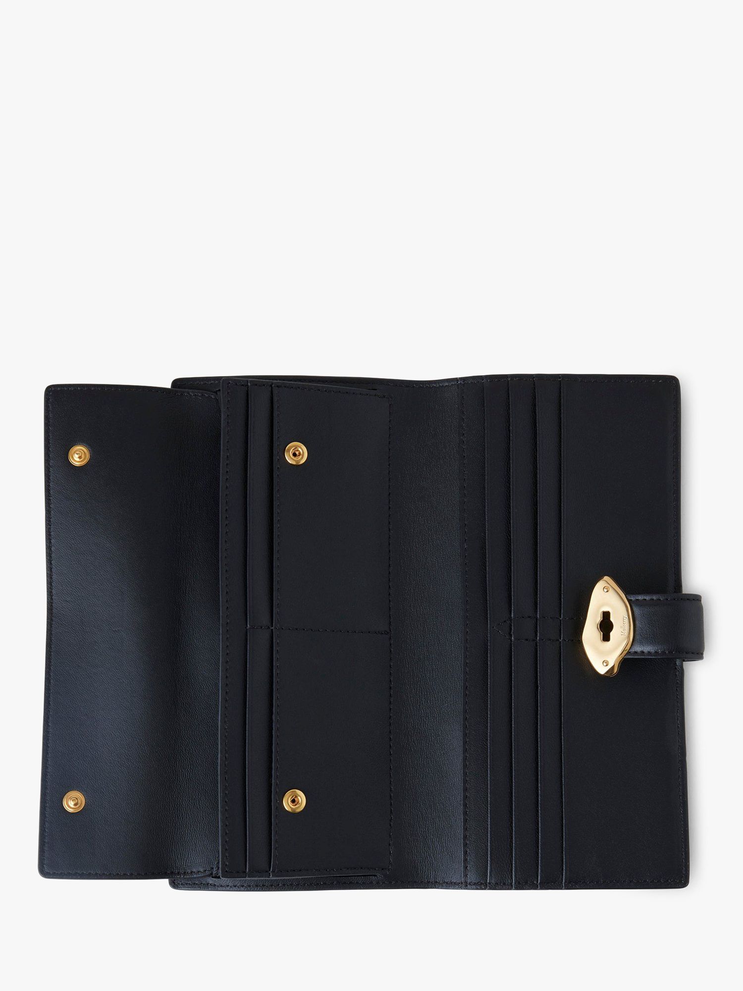Mulberry Lana Gloss Leather Long Bifold Wallet, Black at John Lewis ...