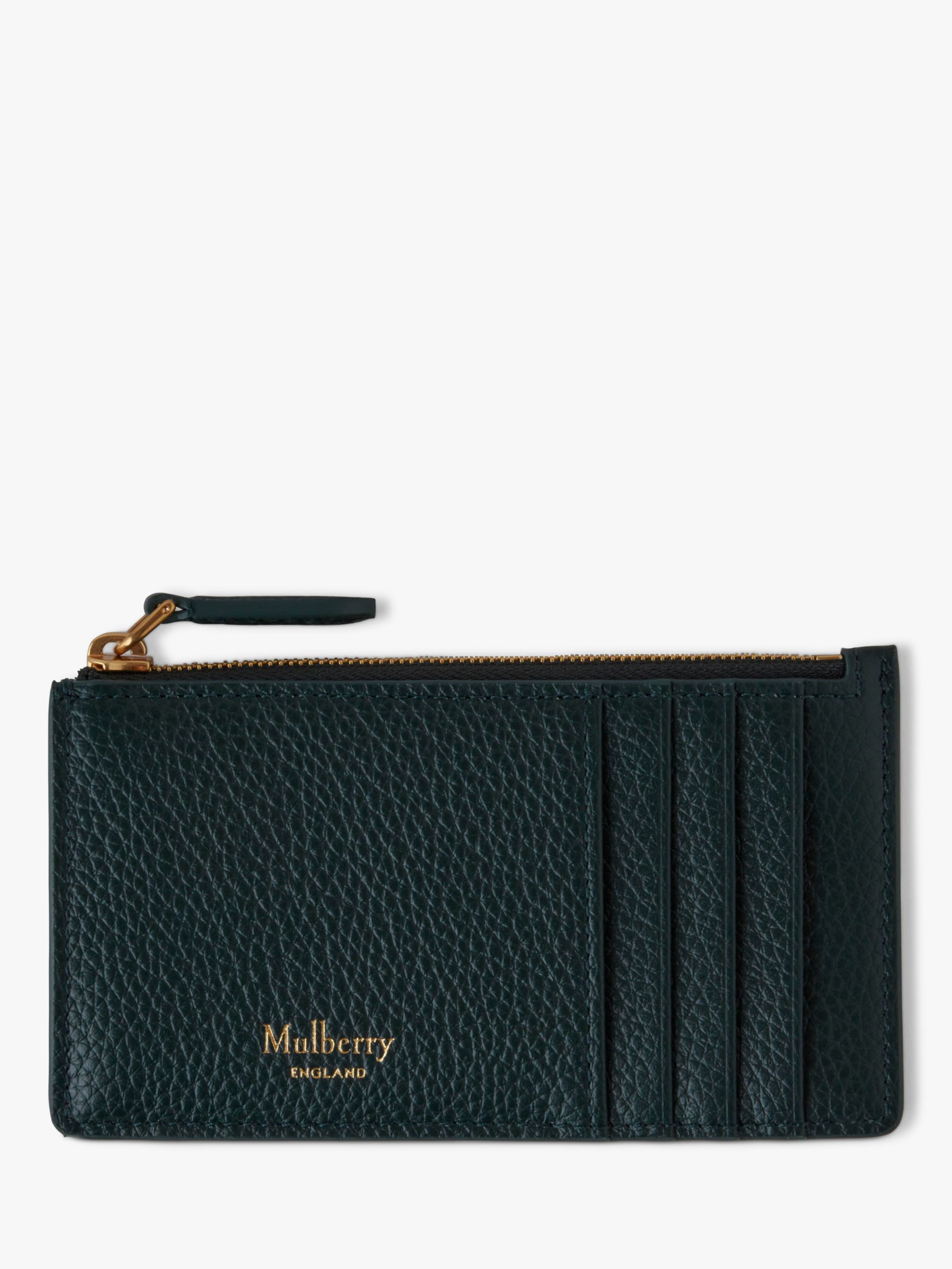 Buy Mulberry Continental Small Classic Grain Leather Zipped Long Card Holder, Mulberry Green Online at johnlewis.com