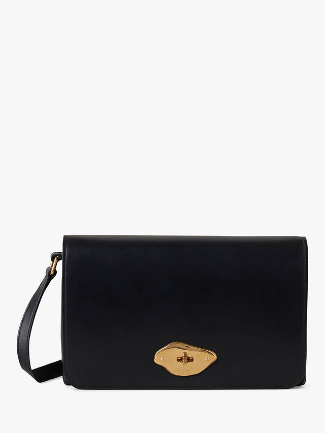 Mulberry Lana Gloss Leather Wallet on a Strap, Black