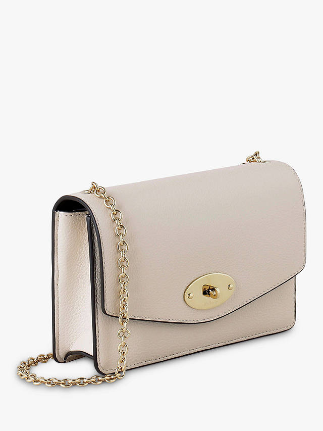 Mulberry Small Darley Small Classic Grain Leather Clutch Bag, Chalk