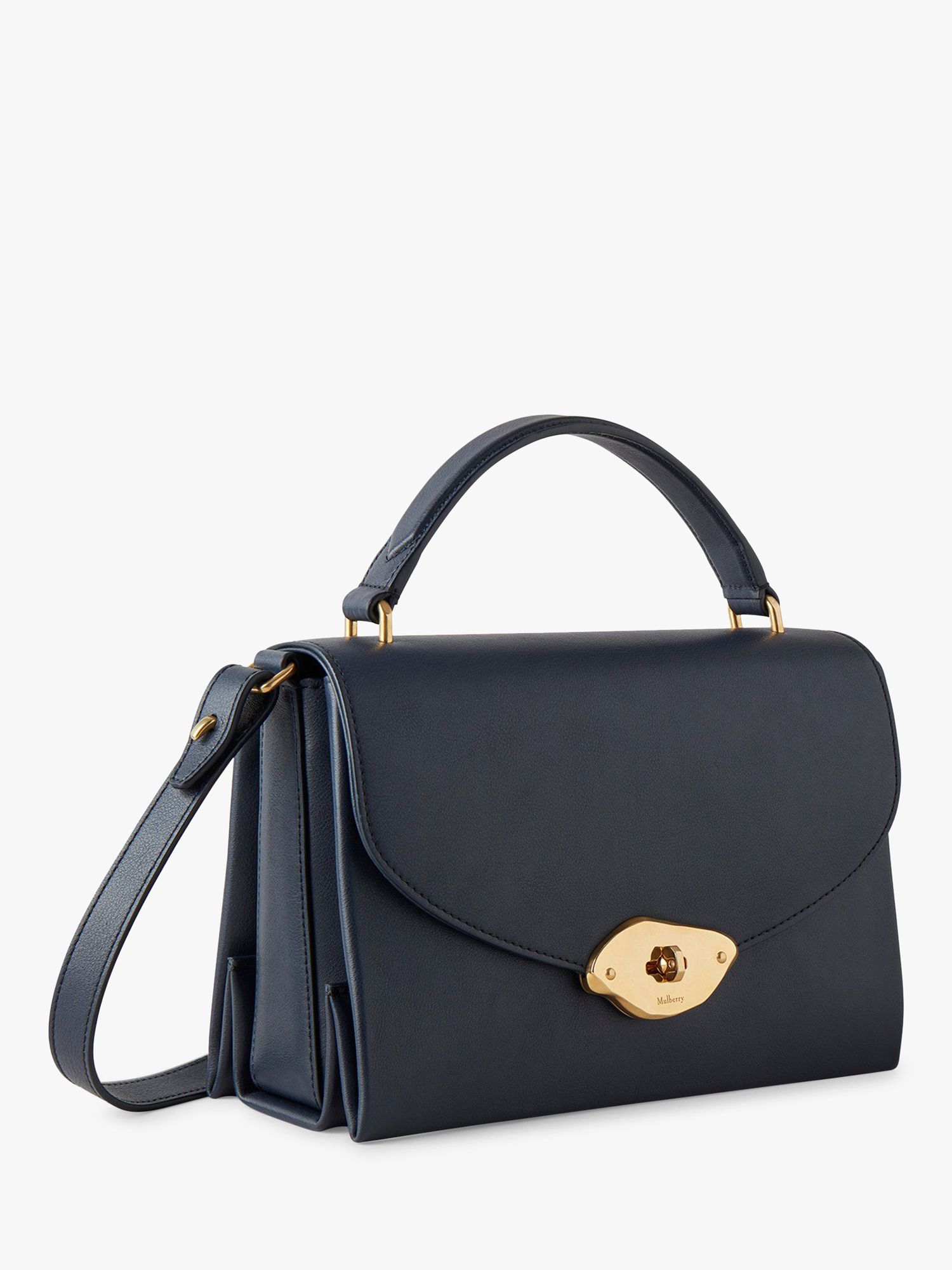 Buy Mulberry Lana High Gloss Leather Top Handle Bag, Night Sky Online at johnlewis.com