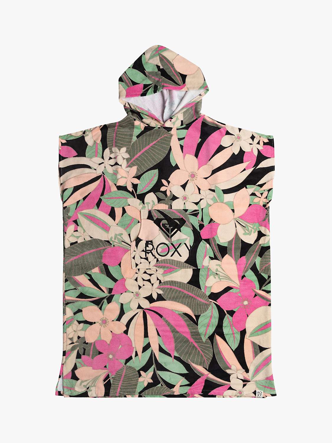 Buy Roxy Palm Print Magic Towelling Poncho, Anthracite/Multi Online at johnlewis.com