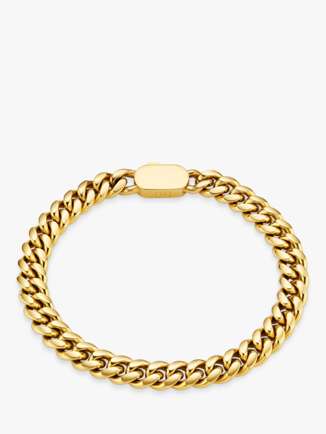 Orelia & Joe Chunky Flat Curb & Solid Clasp Bracelet, Gold