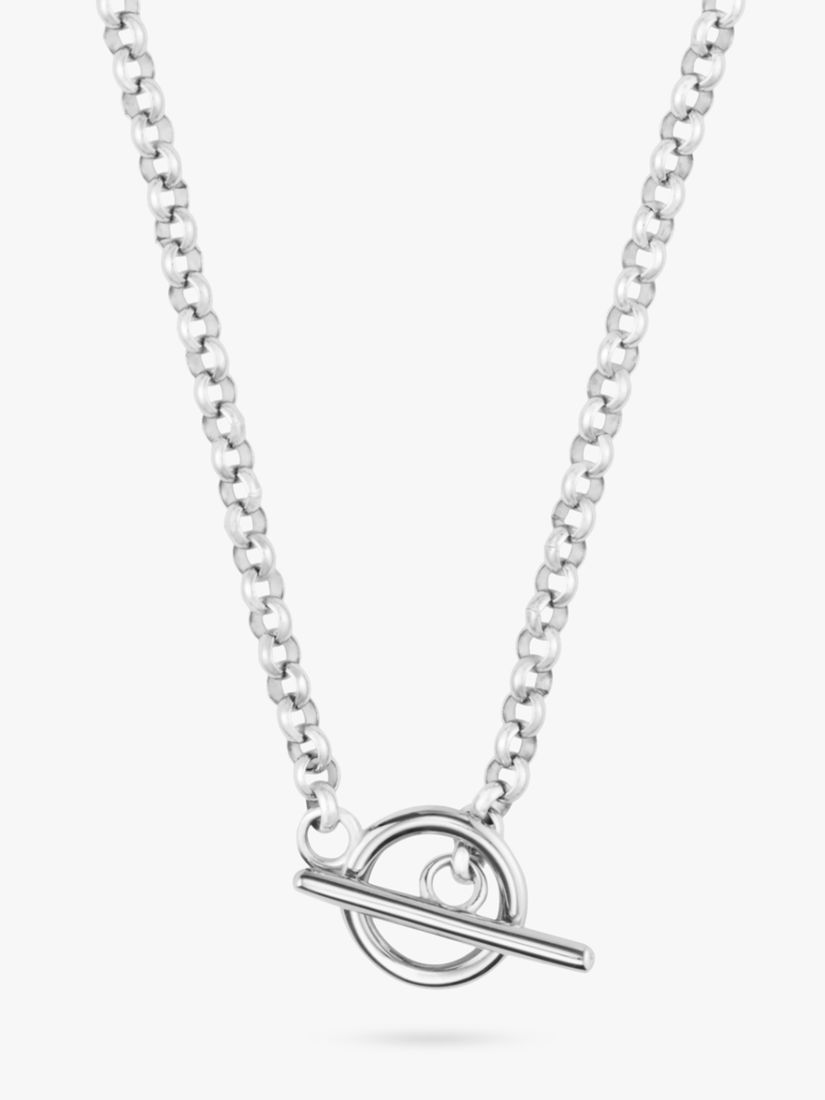 Buy Orelia Round Link T-Bar Necklace, Silver Online at johnlewis.com